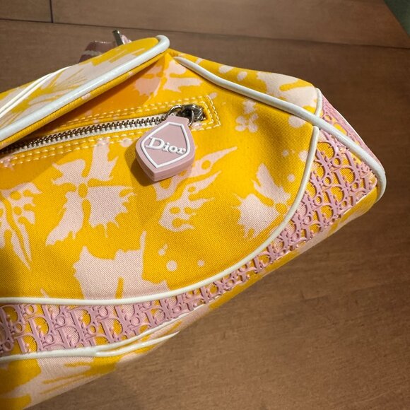 Christian Dior SS 2004 Surf Chick Yellow and Pink Floral Hibiscus Crossbody Bag - Picture 12 of 13